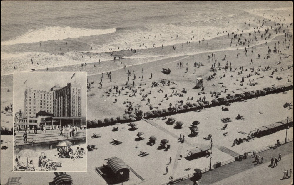 Sea Side Hotel Atlantic City New Jersey aerial view boardwalk ~ vintage postcard
