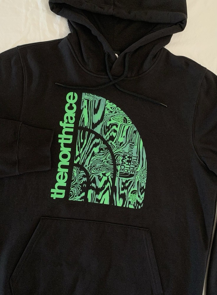 The North Face Jumbo Half Dome Green Hooded Sweatshirt Size Large Drawstring