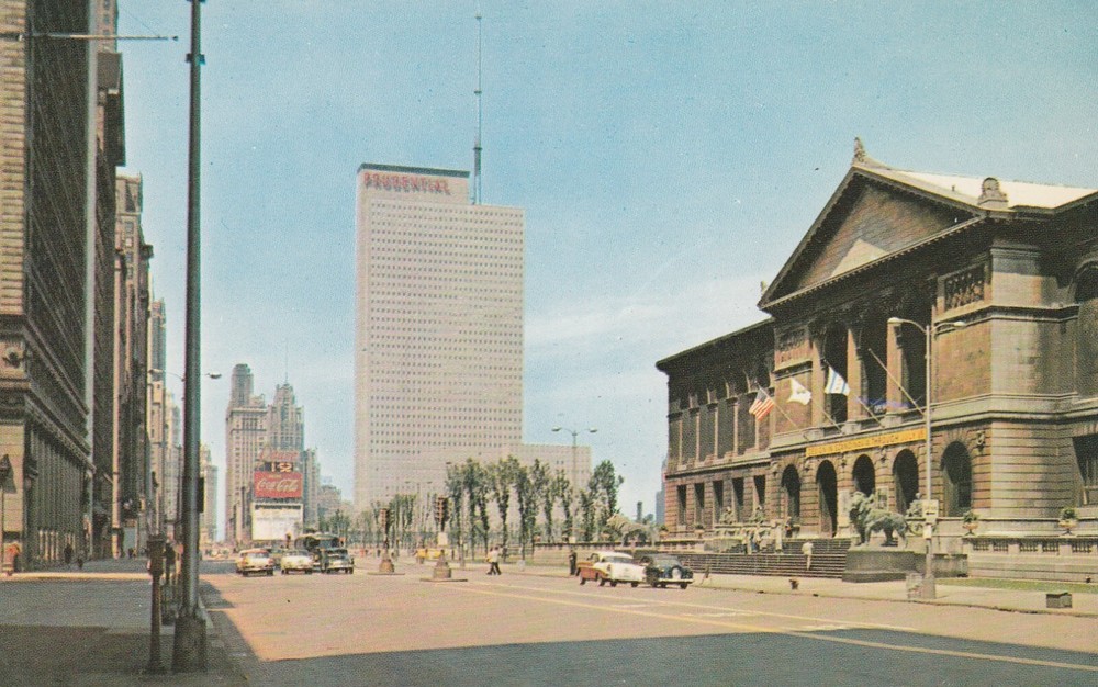 Postcard Michigan Avenue The New Look Coca Cola Billboard Sign Chicago Illinois