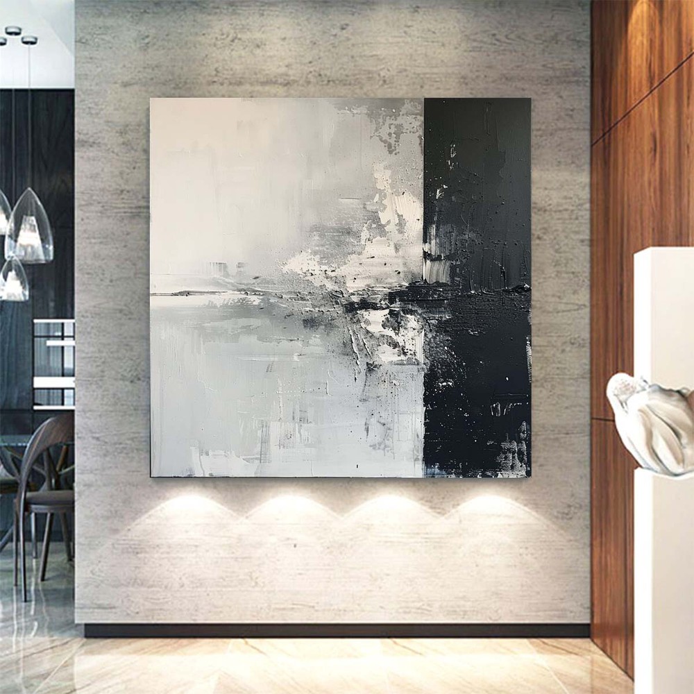 Gray Abstract Wall Art Handmade Oil Painting On Canvas Living Room Home 31in