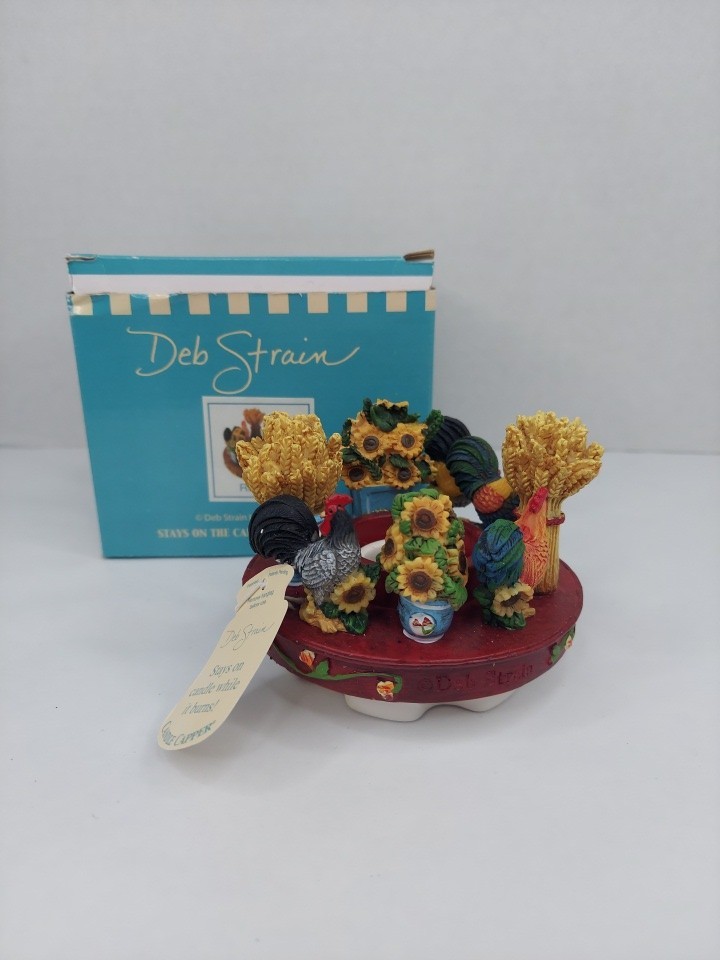 Candle Capper ROOSTERS Deb Strain Jar Candle Topper New Sunflowers Soot Stoppers