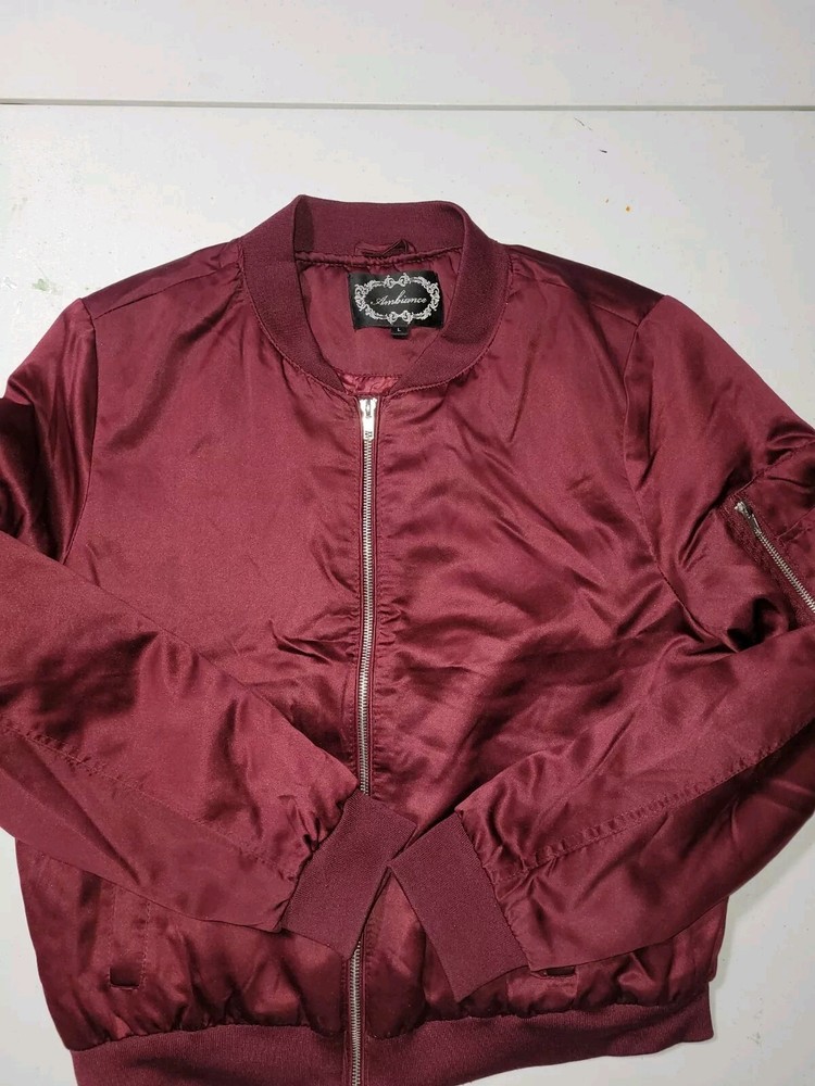 Womens Ambiance Long Sleeve Full Zippered Jacket  Dark Cherry Size Large