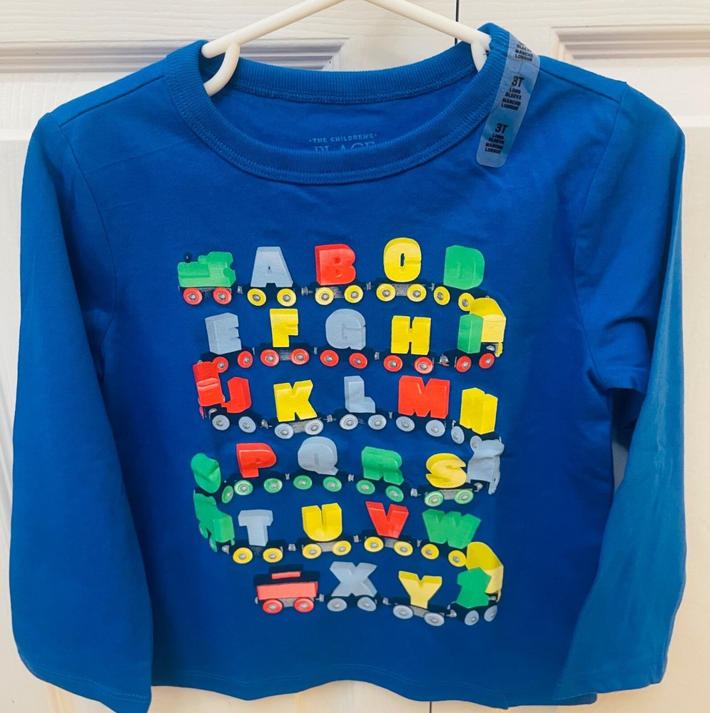 Boys Size 3T New Blue Alphabet Train Graphic T-Shirt