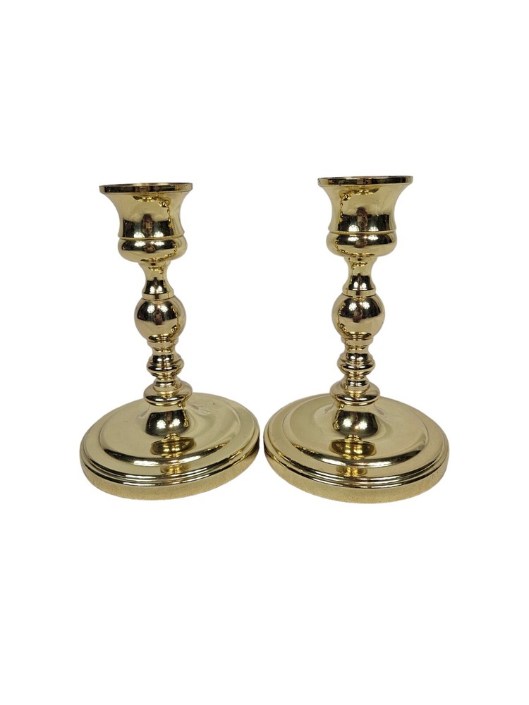 Vintage Pair of Baldwin Cast Brass Candle Holders 5