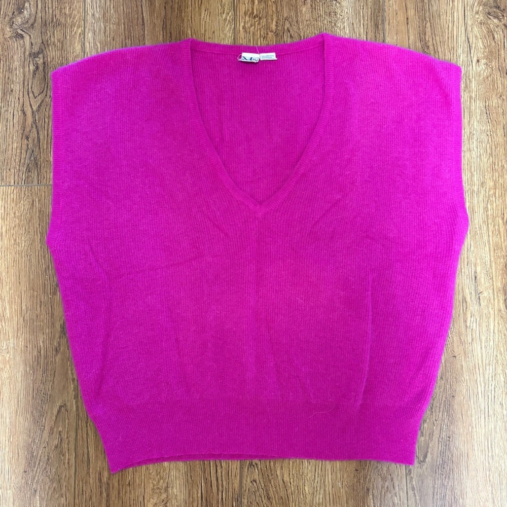 VTG 80s Ms Russ Pink Angora Lambswool V-Neck Sweater Vest Plus Size 24W Retro 3X