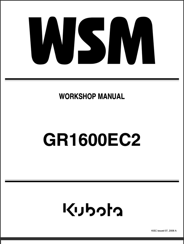 Kubota GR1600EC2 Service Repair Manual, Workshop Manual