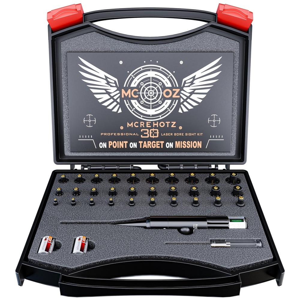 Professional Tactical Laser Boresighter Kit： Red Bore Sight with 30 Adapters - M