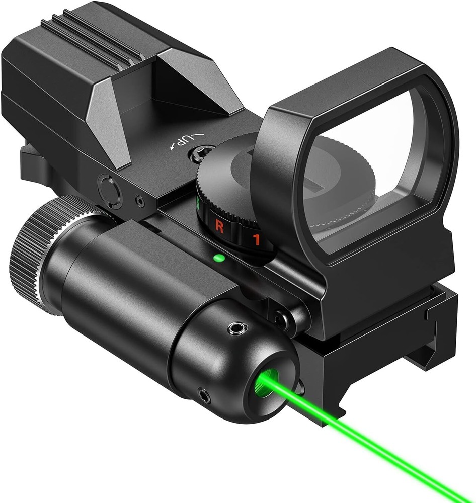 Reflex Sight 4 Reticle Optics with Green Laser and Pressure Pad Switch 20mm Rail