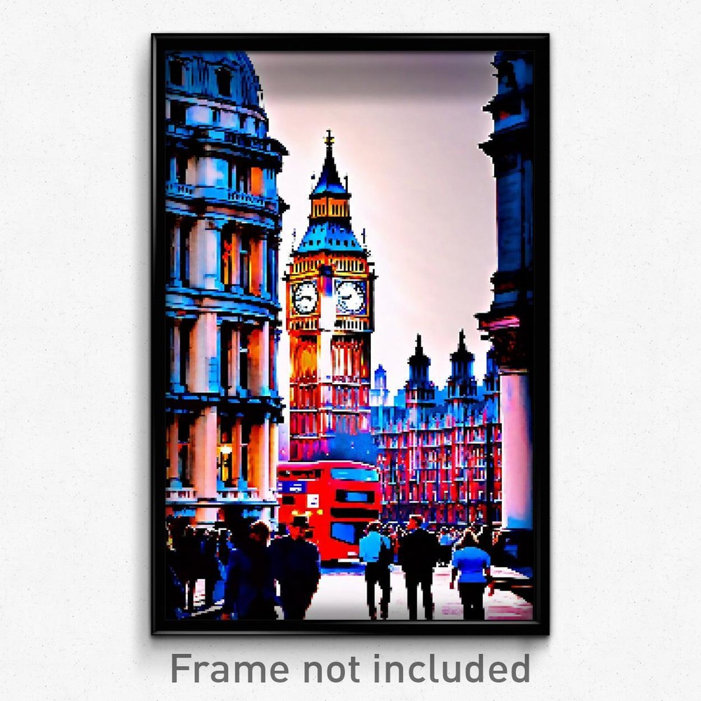 8-Bit Pixel Art Poster of Psychedelic Trippy London Video Game Print