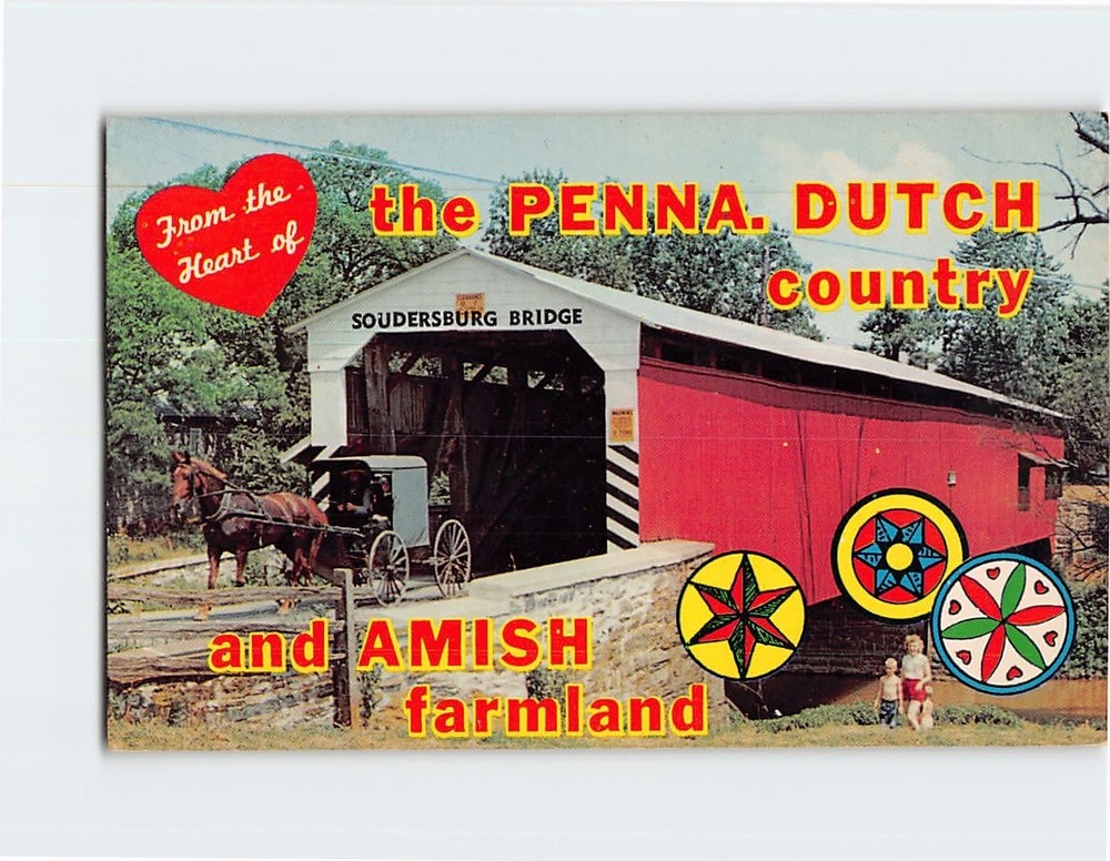 Postcard View of Soudersburg Covered Bridge Pennsylvania USA