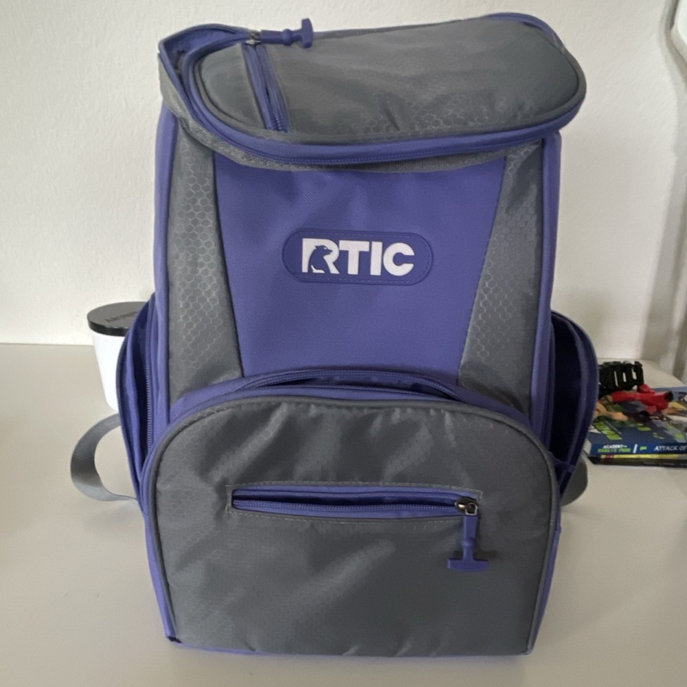 RTIC Backpack Cooler Purple Gray Polyester Portable Multiple Compartments