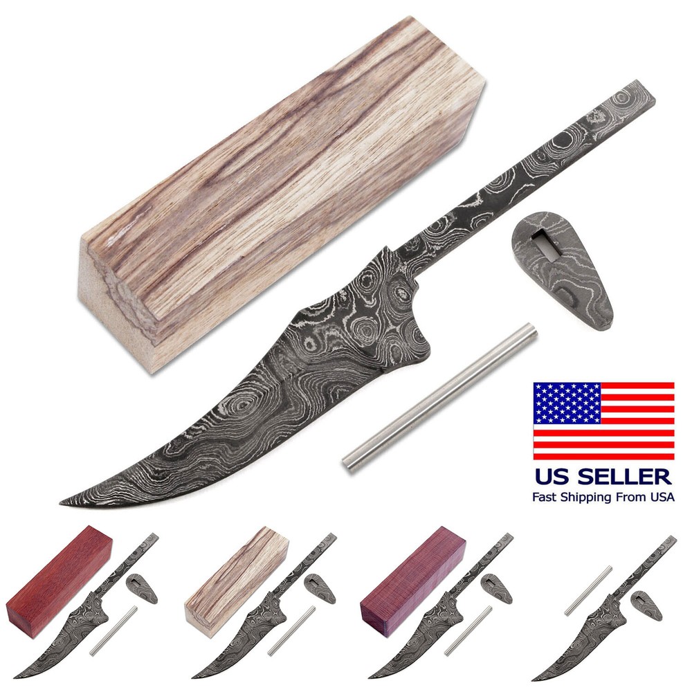 Damascus Knife Making Kit - Eastern Boot - (4 Handle Options) - DIY Blade Kit