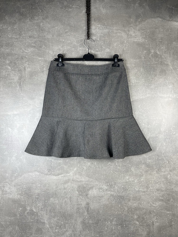 Balenciaga Vintage Paris Wool Gray Embroidered Midi Skirt Size 40 Made In France