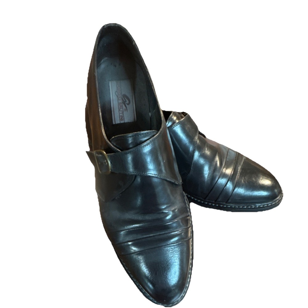 Giorgio Brutini Men's Monk Strap Dress Shoes, Size 13 D, Black Leather, Buckle