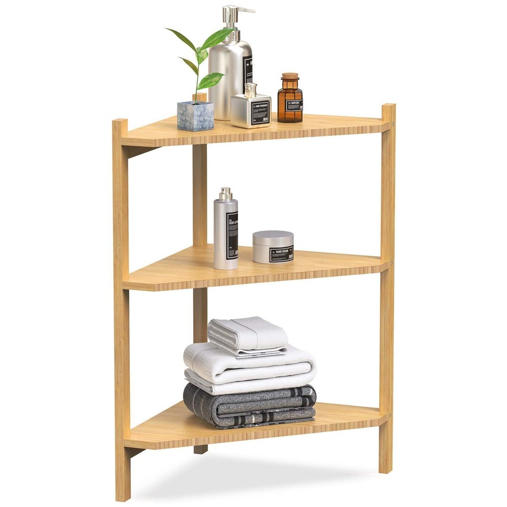 3 Tier Corner Shelf, 100% Real Shower Corner Shelves Free Standing Shelf Stor...