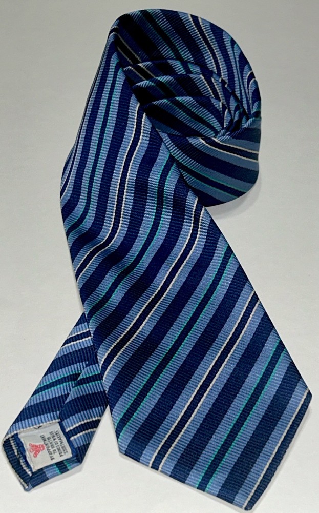 Vintage Turnbull & Asser London Mens Tie Silk Blue & White Diagonal Stripes
