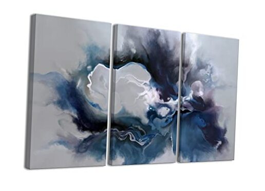 Abstract Blue Grey 3-Piece Canvas Wall Art Painting