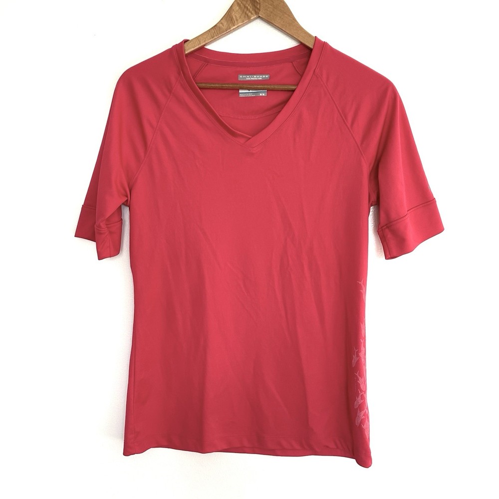 Columbia Shirt Women’s Medium Pink Short Sleeve V Neck Athletic Workout Gym Top