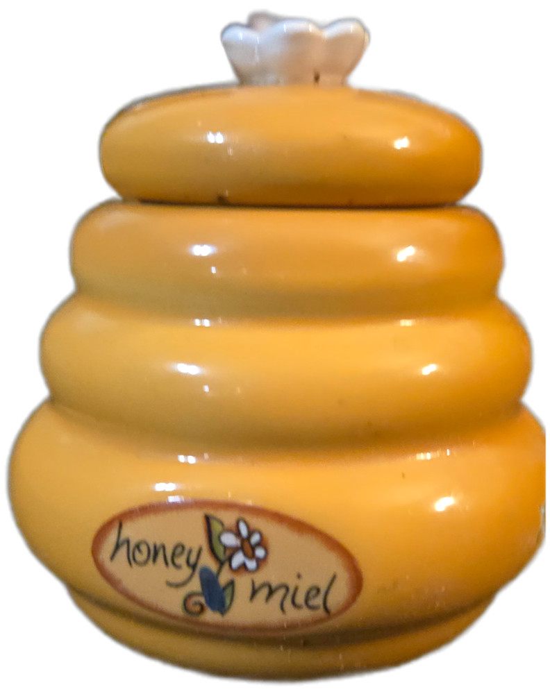 JOIE Mini Behive Honey Pot Ceramic Jar & Bee Wood Dipper