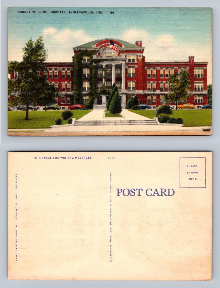 Indianapolis, IN-Indiana, Robert W Long Hospital View Card Vintage Postcard