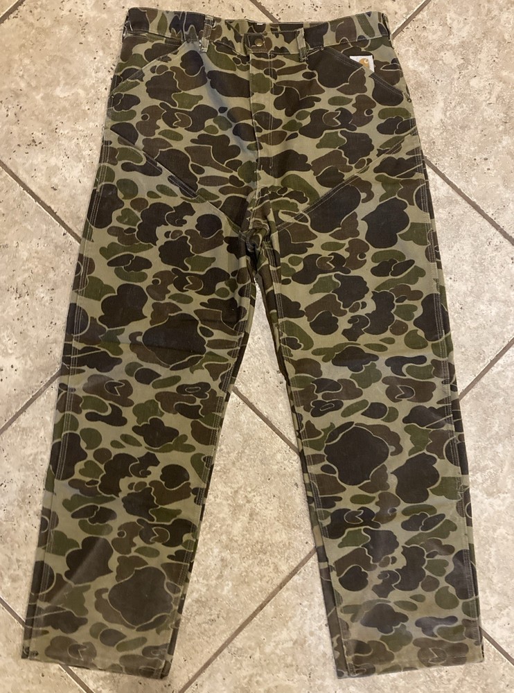 Vintage 80s Carhartt WU103 Pants Mens 38x32 Frog Duck Camo Hunting Canvas USA