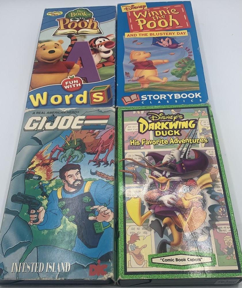 1990s Cartoons VHS Lot Of 4 G.I. Joe Darkwing Duck Book Pooh RARE READ UNTESTED*