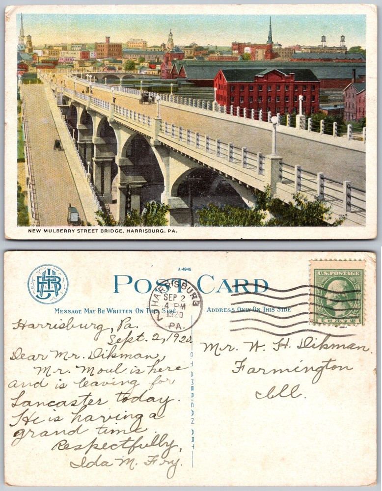New Mulberry Street Bridge Harrisburg PA Postcard