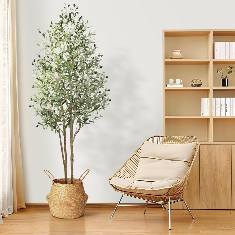 6FT Artificial Olive Tree Indoor Faux Silk Plant 72 Inches Tall
