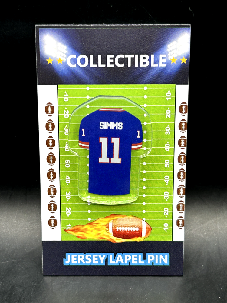 Vintage New York Giants Phil Simms Jersey Lapel Pin - Retro Collectible