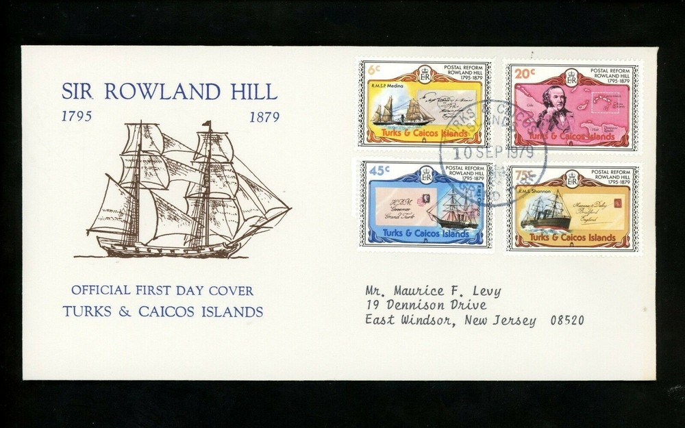 Postal History Turks & Caicos FDC #391//396 Rowland Hill stamp on stamp 1979