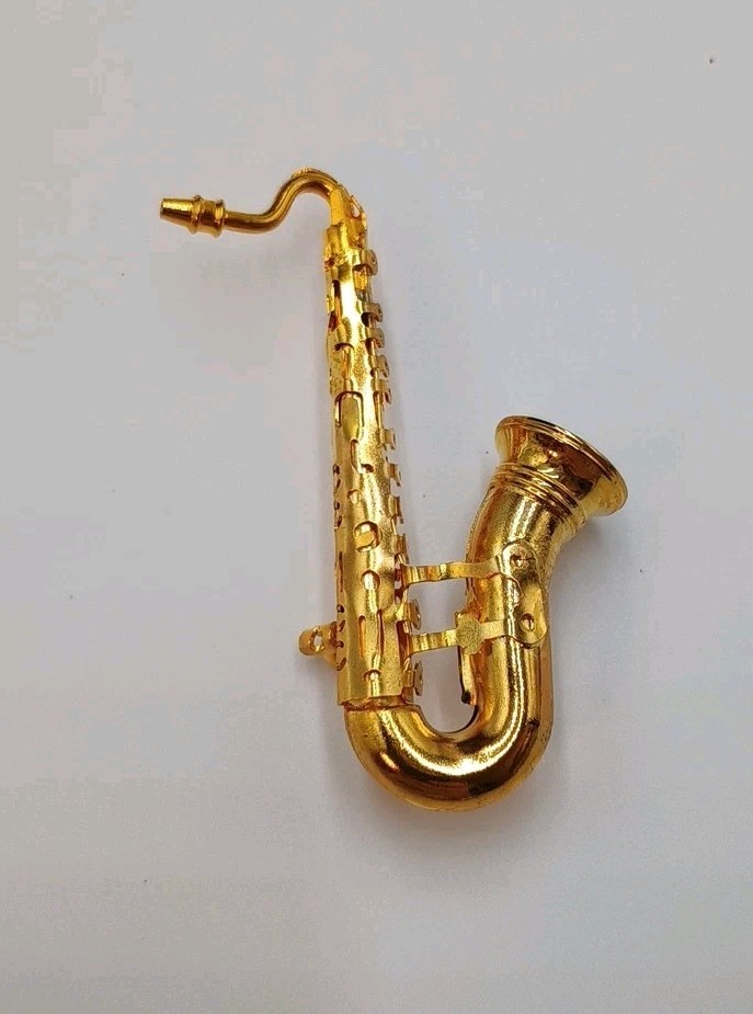 Vintage Saxophone Pin Sax Gold Tone Metal Lapel Pin Hat Pin Tie Pin - 2