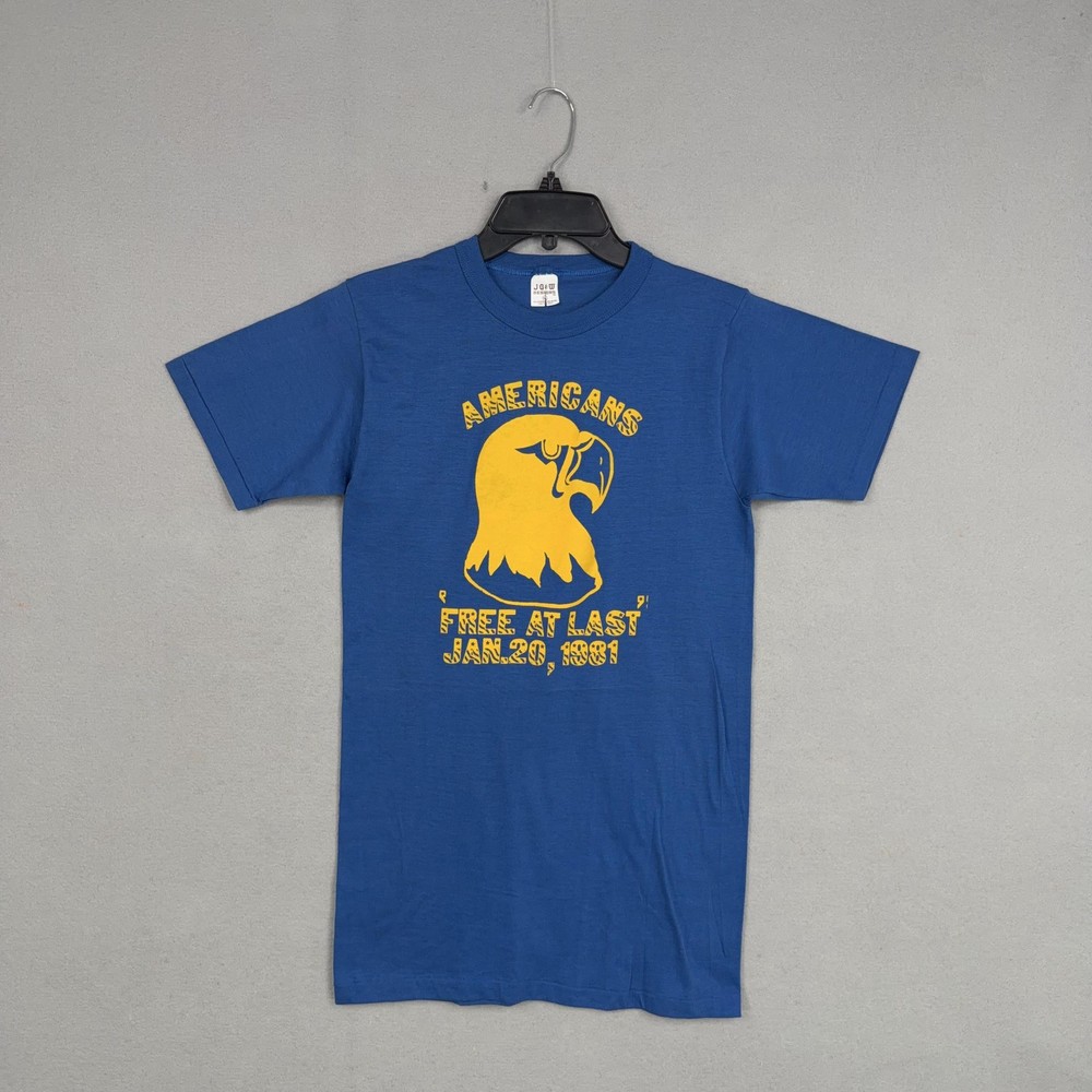 Vintage Americans Shirt Mens Large Single Stitch Eagle Graphic 1981 80s Hostage