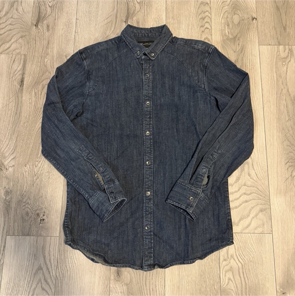 INC International Concepts Blue Denim Long Sleeve Button-Up Shirt Men's Size M