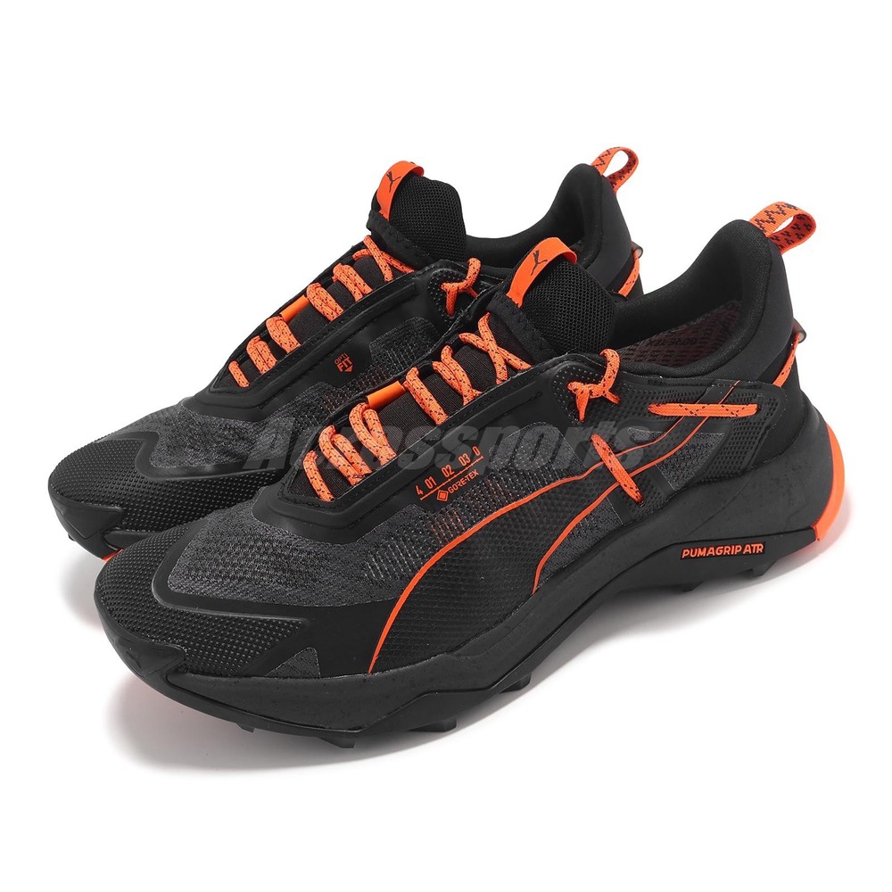 Puma Explore Nitro GTX Gore-Tex Black Orange Men Trail Running Shoes 378023-05