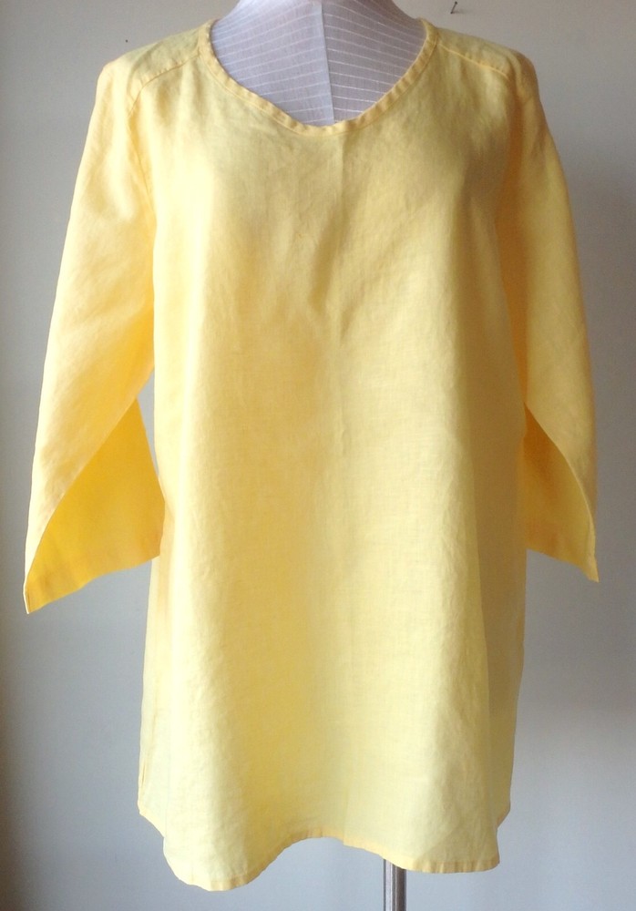 FLAX Designs Linen Dreamy  Shirt  1G &  2G    NWT  CANARY