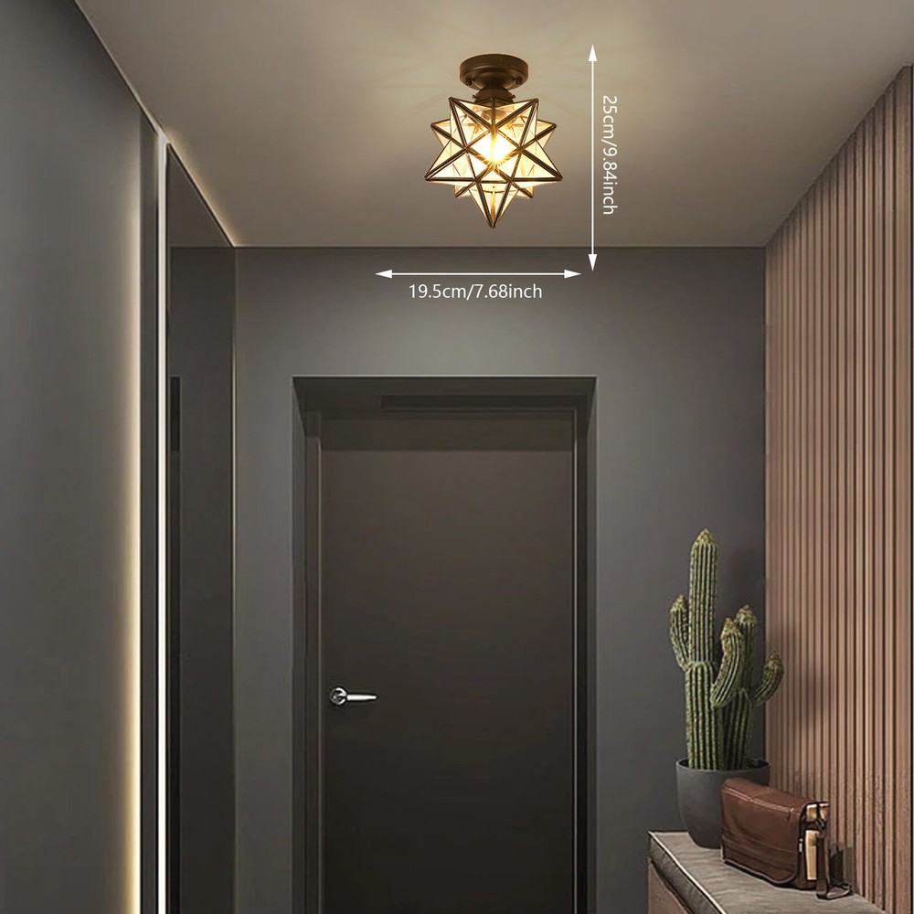 Moravian Black Moravian Star Flush Mount Ceiling Light Glass Shade Sparkling USA