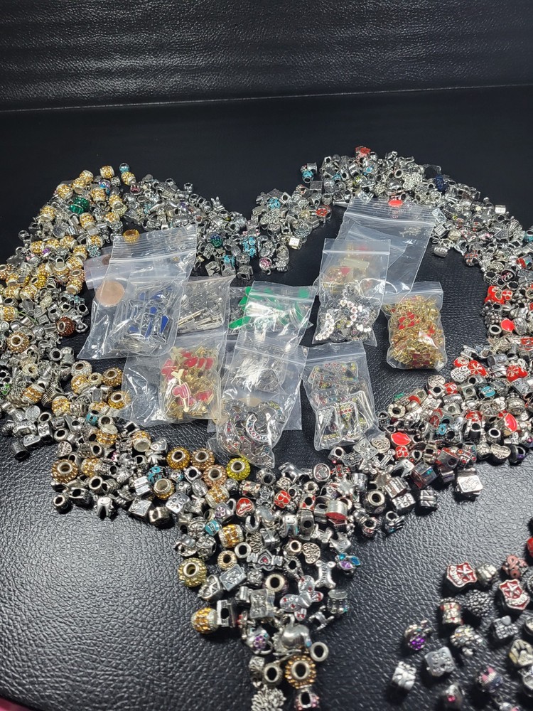 Huge Lot Of Jewelry Making, Over 6 Pounds Cabochons, Beads, Charms Sterling Silv