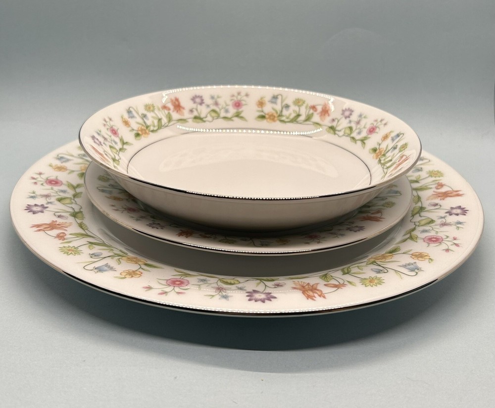 3 Pc Set Ashley Overseas 1982 ETERNAL LOVE PATTERN Dinner Salad Plates Soup Bowl