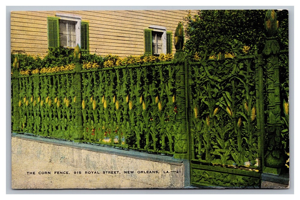 New Orleans Louisiana LA The Corn Fence 915 Royal Street Linen Postcard