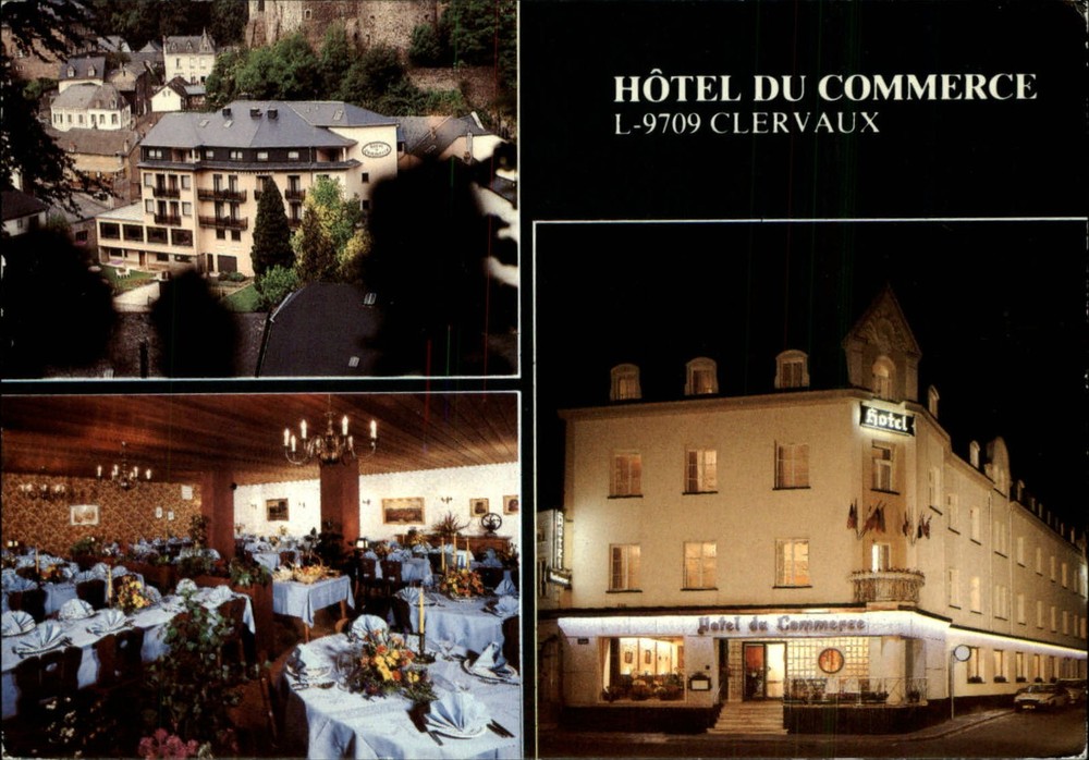 Clervaux Luxembourg Hotel du Commerce vintage postcard sku953