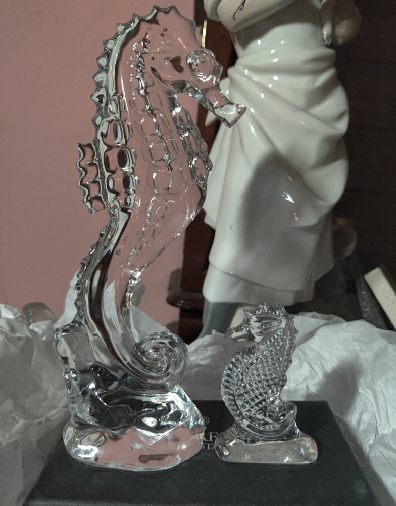 Waterford Crystal Figurine Seahorse and baby 7” & 2 /3