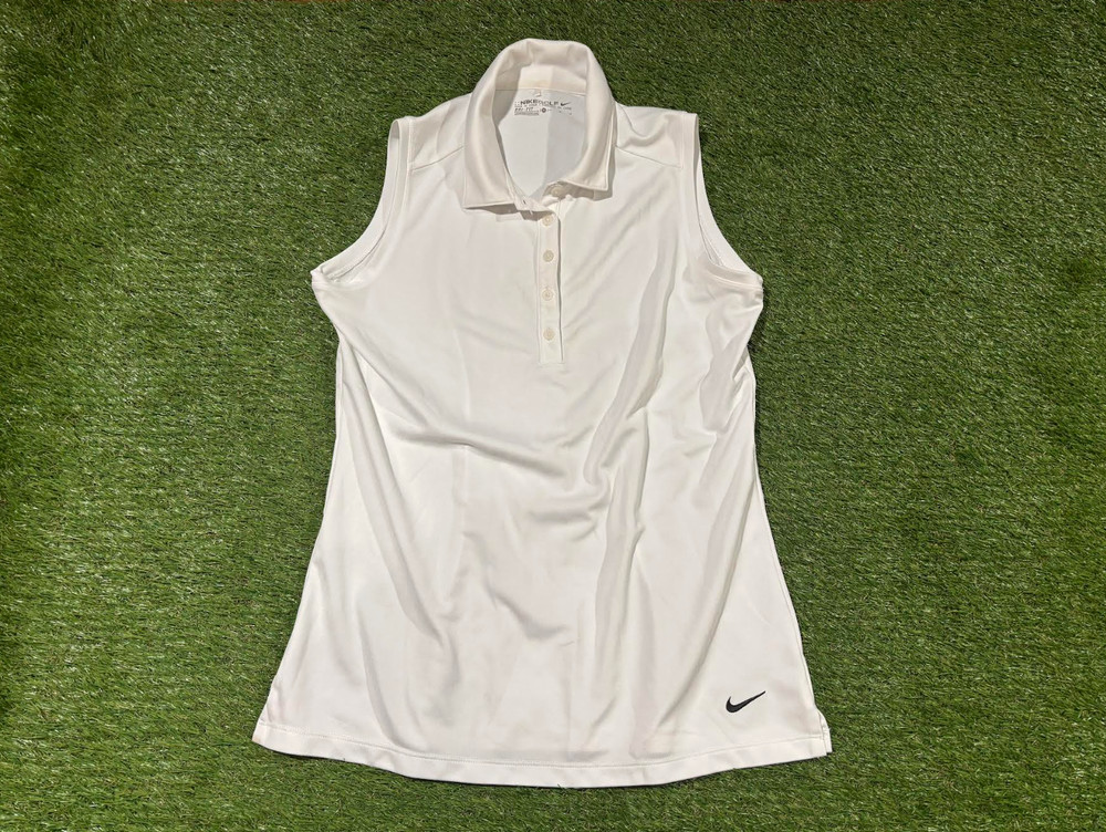 Nike Golf Women's White Sleeveless Polo Shirt Tank Top Dri-Fit Size Medium