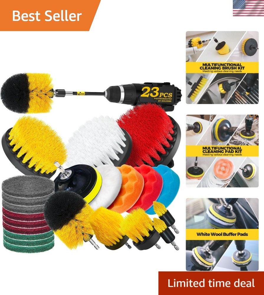 Multi-Surface 23-Piece Drill Cleaning Set with Non-Scratch Brushes & Buff Pads