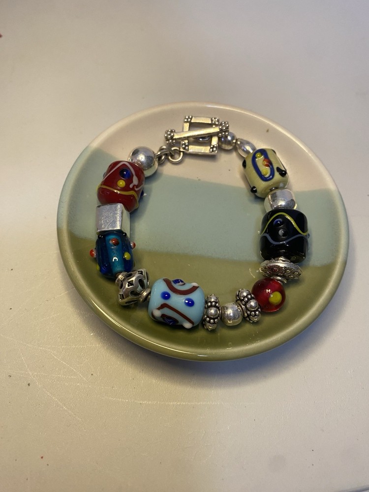SILPADA Art Glass Bead Lampwork Sterling Silver Bracelet Toggle Clasp