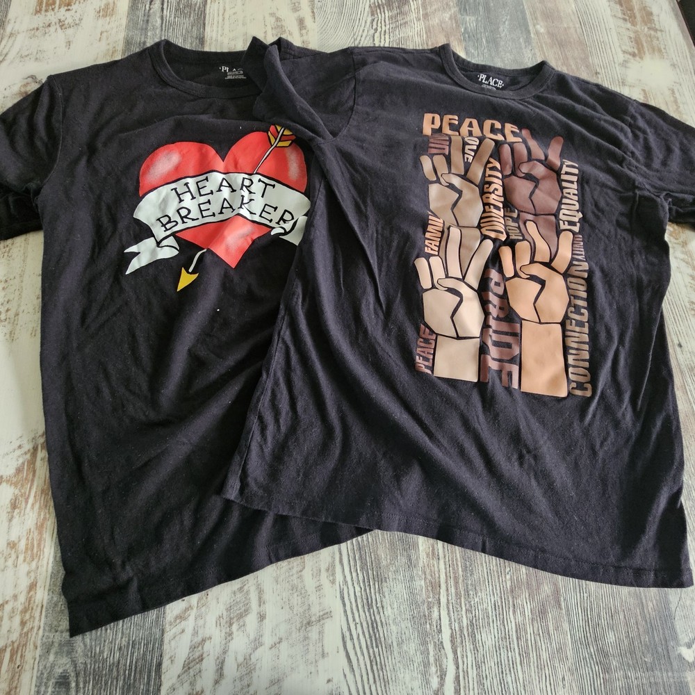 Children's Place Youth Boy's Size 16 Printed Short Sleeve TShirts Lot Of 2