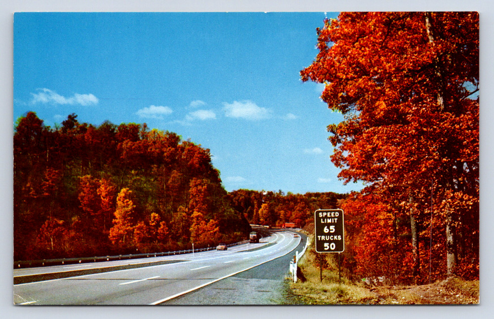Vintage Postcard Pennsylvania Turnpike Most Scenic Highway Bedford PA