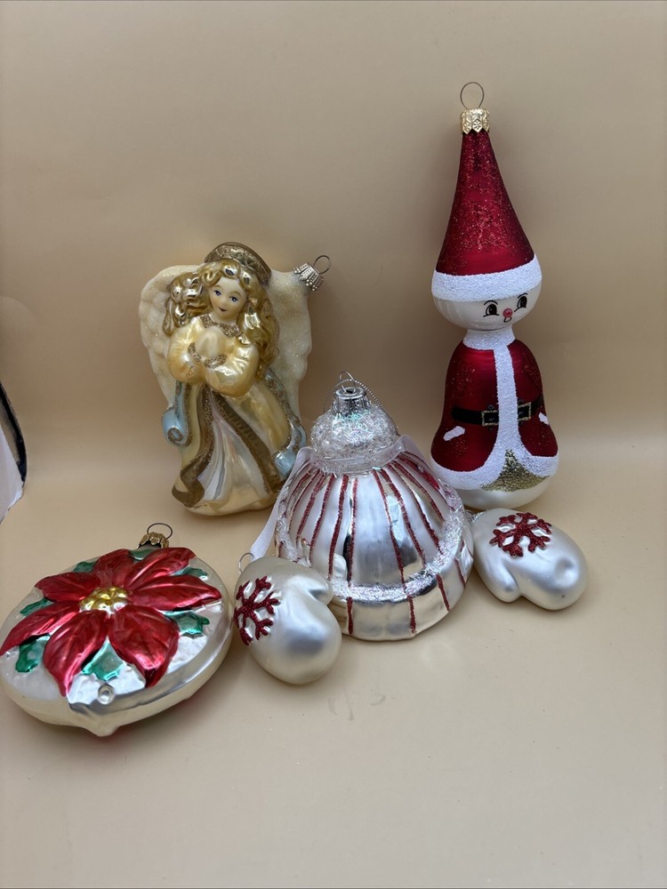 Lot of 4 Vintage Glass Christmas Ornaments