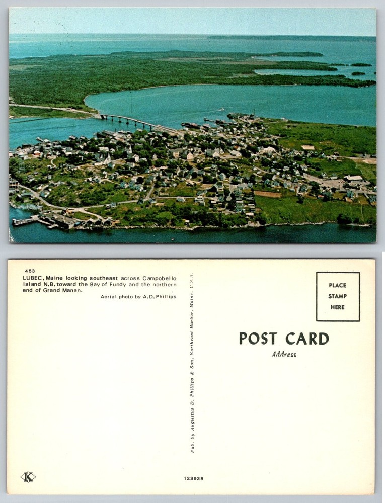 LUBEC Maine Aerial Postcard Campobello Island Bay of Fundy Grand Manan