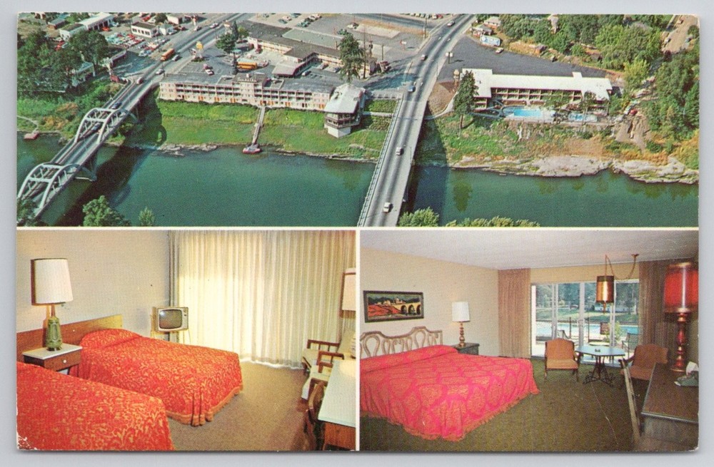 Riverside Motel Grants Pass Oregon Rogue River Vintage Chrome Postcard