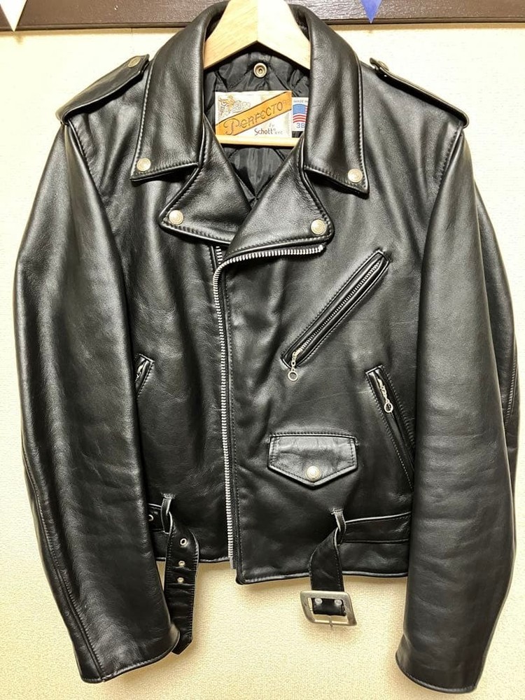 Schott NYC 618 Perfecto Double Rider Leather Jacket Size 38 M Mens USA Authentic